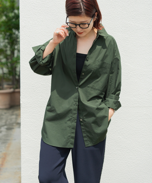 Spick & Span（スピックアンドスパン）の「《WEB限定 / 追加》50コットンオーバーシャツ（シャツ/ブラウス・レディース・カーキ・FREE）」の5枚目の写真