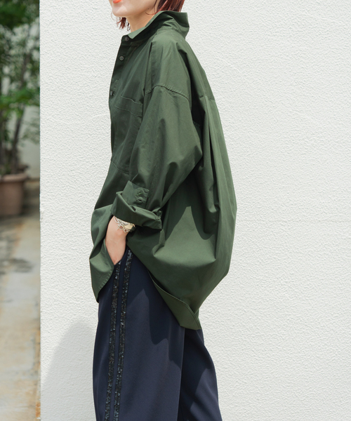 Spick & Span（スピックアンドスパン）の「《WEB限定 / 追加》50コットンオーバーシャツ（シャツ/ブラウス・レディース・カーキ・FREE）」の6枚目の写真