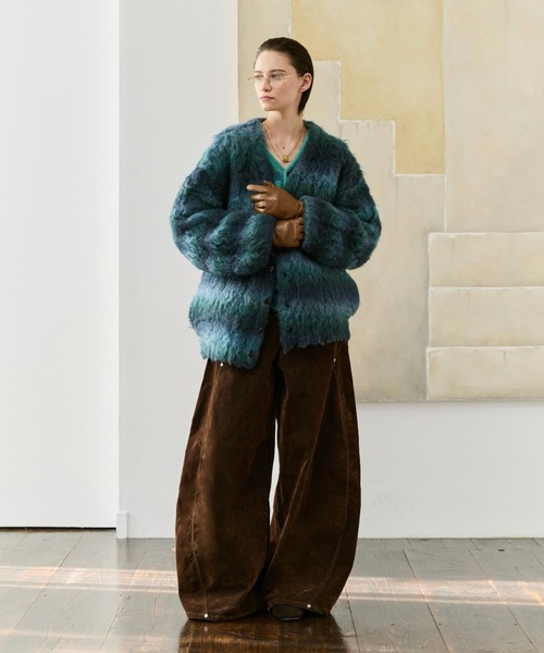 soerte（ソエルテ）の「Suede-Like Flocky Curve Denim/スウェードライクフロッキーカーブデニム（デニムパンツ・メンズ・グレー/ブラウン・0/1/2/3）」の8枚目の写真