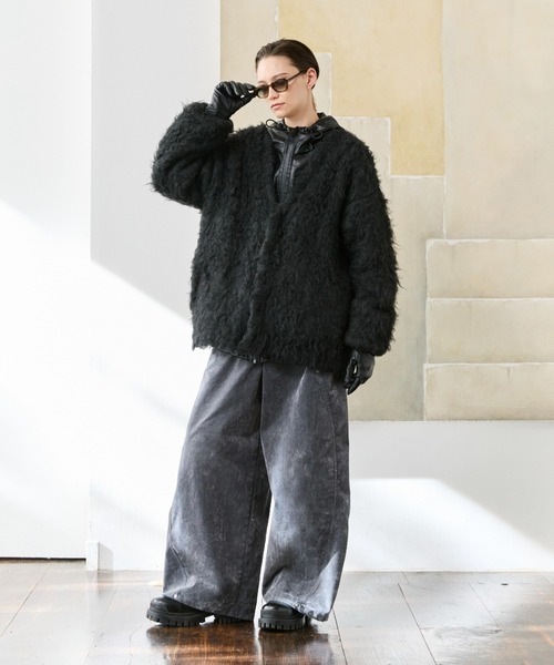 soerte（ソエルテ）の「Suede-Like Flocky Curve Denim/スウェードライクフロッキーカーブデニム（デニムパンツ・メンズ・グレー/ブラウン・0/1/2/3）」の5枚目の写真