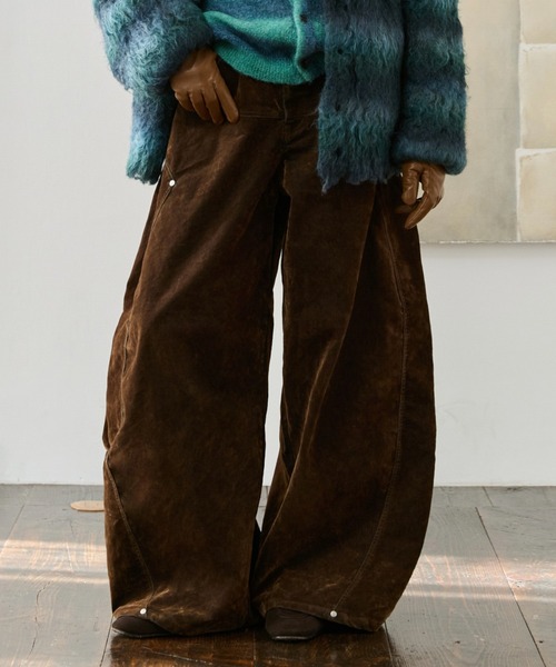 soerte（ソエルテ）の「Suede-Like Flocky Curve Denim/スウェードライクフロッキーカーブデニム（デニムパンツ・メンズ・グレー/ブラウン・0/1/2/3）」の17枚目の写真