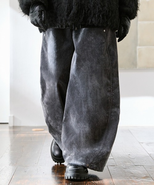 soerte（ソエルテ）の「Suede-Like Flocky Curve Denim/スウェードライクフロッキーカーブデニム（デニムパンツ・メンズ・グレー/ブラウン・0/1/2/3）」の12枚目の写真