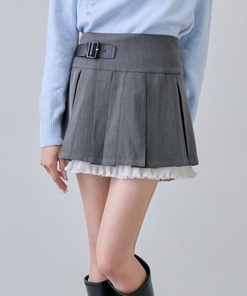 OLIVE des OLIVE(オリーブデオリーブ)の「裾レイヤードプリーツミニスカート(スカート・レディース・ブラック/チャコールグレー/ブラウン・FREE)」の4枚目の写真