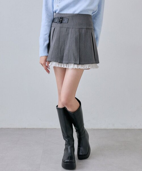 OLIVE des OLIVE(オリーブデオリーブ)の「裾レイヤードプリーツミニスカート(スカート・レディース・ブラック/チャコールグレー/ブラウン・FREE)」の7枚目の写真
