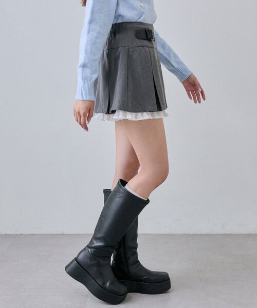 OLIVE des OLIVE(オリーブデオリーブ)の「裾レイヤードプリーツミニスカート(スカート・レディース・ブラック/チャコールグレー/ブラウン・FREE)」の8枚目の写真