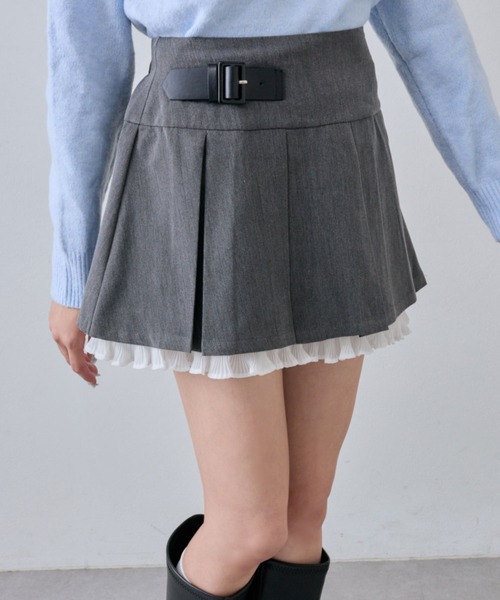 OLIVE des OLIVE(オリーブデオリーブ)の「裾レイヤードプリーツミニスカート(スカート・レディース・ブラック/チャコールグレー/ブラウン・FREE)」の2枚目の写真