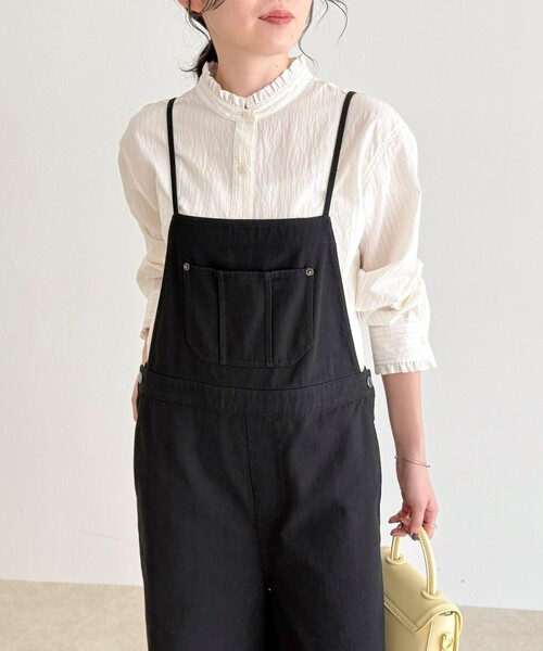 fredy emue（フレディエミュ）の「コットンサロペット（サロペット/オーバーオール・レディース・アイボリー/ブラック・36/38）」の2枚目の写真