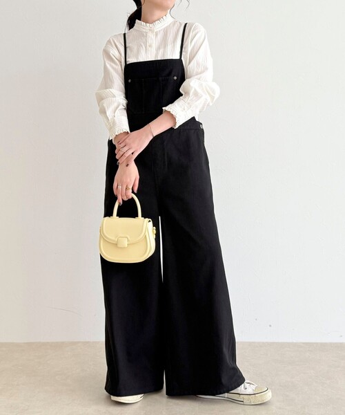 fredy emue（フレディエミュ）の「コットンサロペット（サロペット/オーバーオール・レディース・アイボリー/ブラック・36/38）」の4枚目の写真