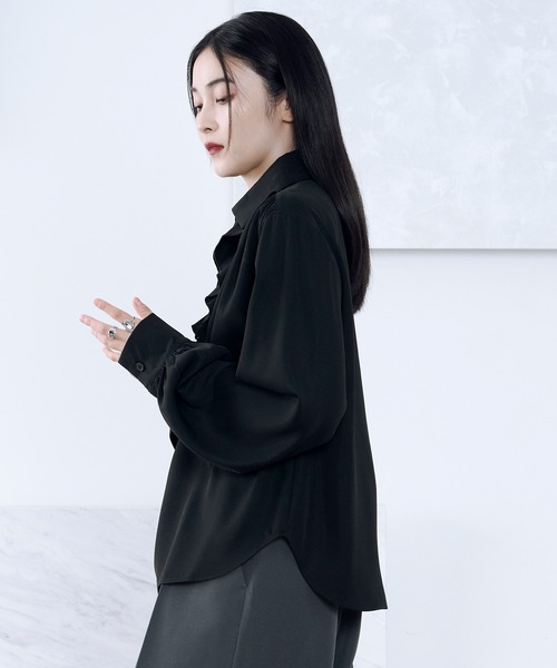 Ellno Loset（エルノロゼット）の「レースアップフリルシャツ（シャツ/ブラウス・メンズ・ブラック/オフホワイト・SMALL/MEDIUM/LARGE）」の18枚目の写真