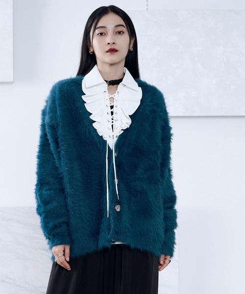 Ellno Loset（エルノロゼット）の「レースアップフリルシャツ（シャツ/ブラウス・メンズ・ブラック/オフホワイト・SMALL/MEDIUM/LARGE）」の8枚目の写真