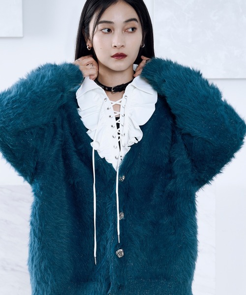 Ellno Loset（エルノロゼット）の「レースアップフリルシャツ（シャツ/ブラウス・メンズ・ブラック/オフホワイト・SMALL/MEDIUM/LARGE）」の10枚目の写真