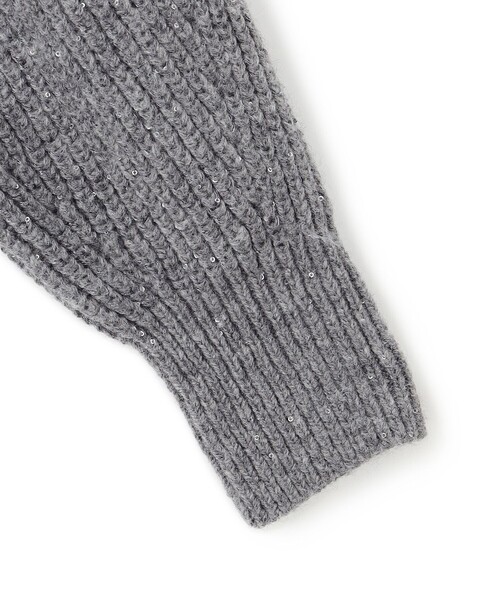 セール】【洗える】スパンコールバルキー ダブルジップ ニットブルゾン