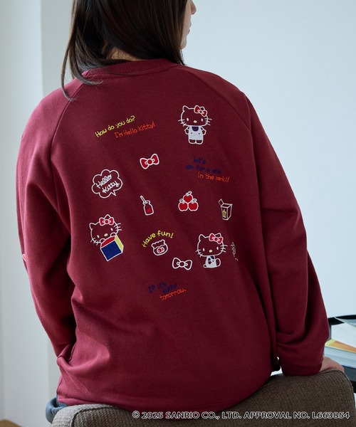 sanrio（サンリオ）の「【Sanrio characters/サンリオキャラクターズ】別注 ワンポイント刺繍 アソートプリント オーバーサイズクルーネックスウェット（スウェット・レディース・ブラック系2/グレー系/ワイン/ブラック系/スミクロ/オートミール・L/M）」の6枚目の写真