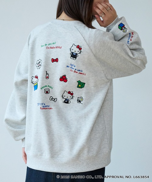 sanrio（サンリオ）の「【Sanrio characters/サンリオキャラクターズ】別注 ワンポイント刺繍 アソートプリント オーバーサイズクルーネックスウェット（スウェット・レディース・ブラック系2/グレー系/ワイン/ブラック系/スミクロ/オートミール・L/M）」の9枚目の写真