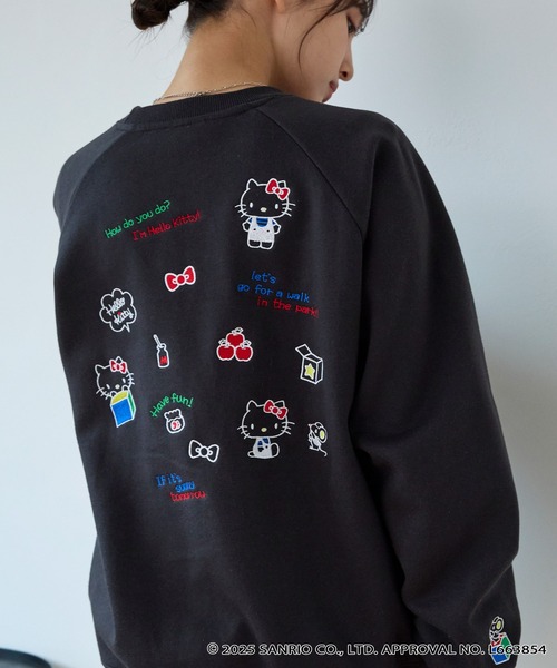 sanrio（サンリオ）の「【Sanrio characters/サンリオキャラクターズ】別注 ワンポイント刺繍 アソートプリント オーバーサイズクルーネックスウェット（スウェット・レディース・ブラック系2/グレー系/ワイン/ブラック系/スミクロ/オートミール・L/M）」の17枚目の写真