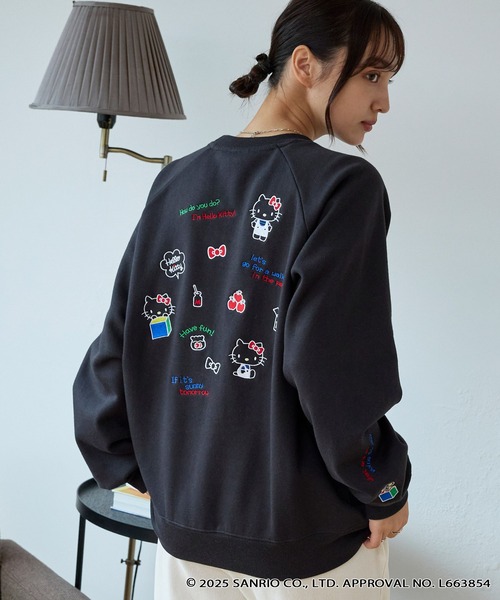 sanrio（サンリオ）の「【Sanrio characters/サンリオキャラクターズ】別注 ワンポイント刺繍 アソートプリント オーバーサイズクルーネックスウェット（スウェット・レディース・ブラック系2/グレー系/ワイン/ブラック系/スミクロ/オートミール・L/M）」の19枚目の写真