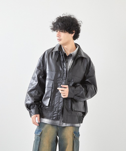 セール】フェイクレザーA2ジャケット(CN)（ミリタリージャケット