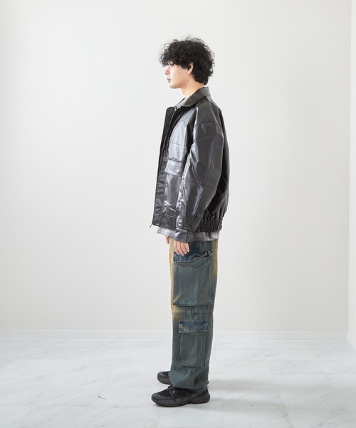 VIBGYOR(ヴィブジョー)の「フェイクレザーA2ジャケット(CN)(ミリタリージャケット・メンズ・ブラック/ブラウン・MEDIUM/LARGE)」の9枚目の写真