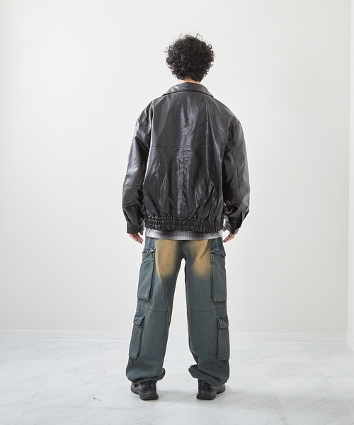 VIBGYOR(ヴィブジョー)の「フェイクレザーA2ジャケット(CN)(ミリタリージャケット・メンズ・ブラック/ブラウン・MEDIUM/LARGE)」の10枚目の写真