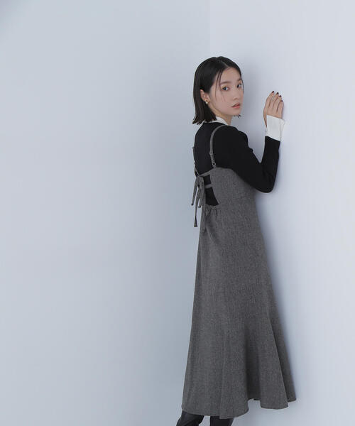 NATURAL BEAUTY BASIC（ナチュラルビューティーベーシック）の「◇バックリボンジャンスカ（ジャンパースカート・レディース・ブラウン/チャコールグレー・P/S/MEDIUM/SMALL）」の18枚目の写真