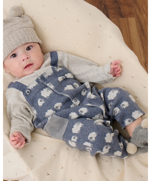 sense of wonder（センスオブワンダー）の「【オーガニック】ジャカードカバーオール（ロンパース・キッズ・ブルー/ネイビー・70cm/80ｃｍ）」の2枚目の写真