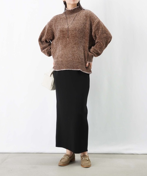 LUCA/LADY LUCK LUCA（ルカ/レディラックルカ）の「LC/LLL ベロアモール配色プルオーバー/ベロアモールニット（ニット/セーター・レディース・チャコールグレー/ブラウン/ネイビー・FREE）」の7枚目の写真