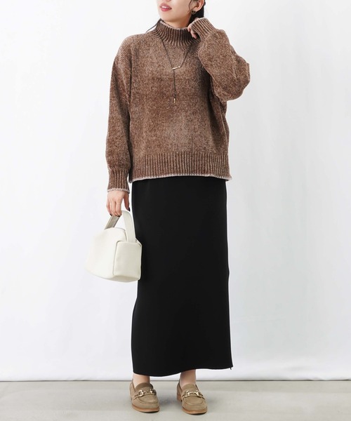 LUCA/LADY LUCK LUCA（ルカ/レディラックルカ）の「LC/LLL ベロアモール配色プルオーバー/ベロアモールニット（ニット/セーター・レディース・チャコールグレー/ブラウン/ネイビー・FREE）」の4枚目の写真