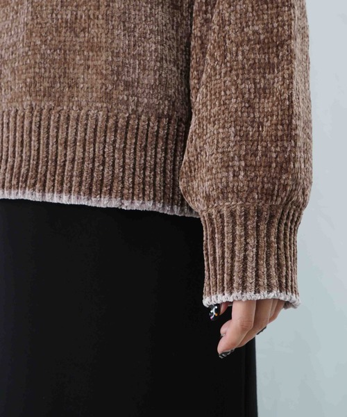 LUCA/LADY LUCK LUCA（ルカ/レディラックルカ）の「LC/LLL ベロアモール配色プルオーバー/ベロアモールニット（ニット/セーター・レディース・チャコールグレー/ブラウン/ネイビー・FREE）」の10枚目の写真