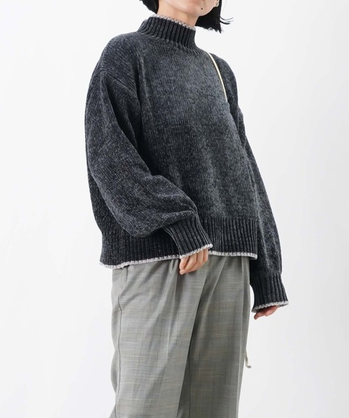 LUCA/LADY LUCK LUCA（ルカ/レディラックルカ）の「LC/LLL ベロアモール配色プルオーバー/ベロアモールニット（ニット/セーター・レディース・チャコールグレー/ブラウン/ネイビー・FREE）」の11枚目の写真