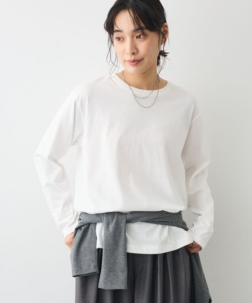 CRAFT STANDARD BOUTIQUE（クラフトスタンダードブティック）の「クルーネックロンTEE（Tシャツ/カットソー・レディース・ブラック/ホワイト/グレー・FREE）」の2枚目の写真