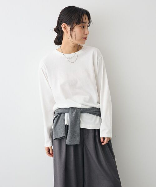 CRAFT STANDARD BOUTIQUE（クラフトスタンダードブティック）の「クルーネックロンTEE（Tシャツ/カットソー・レディース・ブラック/ホワイト/グレー・FREE）」の5枚目の写真