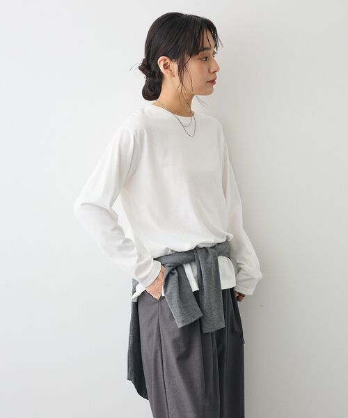 CRAFT STANDARD BOUTIQUE（クラフトスタンダードブティック）の「クルーネックロンTEE（Tシャツ/カットソー・レディース・ブラック/ホワイト/グレー・FREE）」の6枚目の写真