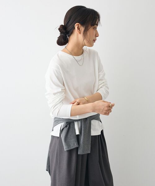 CRAFT STANDARD BOUTIQUE（クラフトスタンダードブティック）の「クルーネックロンTEE（Tシャツ/カットソー・レディース・ブラック/ホワイト/グレー・FREE）」の7枚目の写真