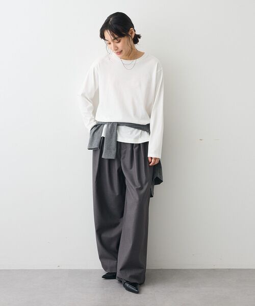 CRAFT STANDARD BOUTIQUE（クラフトスタンダードブティック）の「クルーネックロンTEE（Tシャツ/カットソー・レディース・ブラック/ホワイト/グレー・FREE）」の8枚目の写真