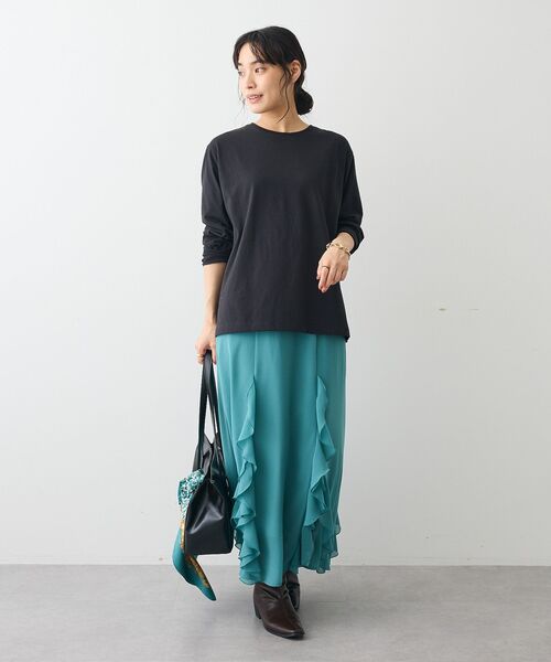 CRAFT STANDARD BOUTIQUE（クラフトスタンダードブティック）の「クルーネックロンTEE（Tシャツ/カットソー・レディース・ブラック/ホワイト/グレー・FREE）」の14枚目の写真