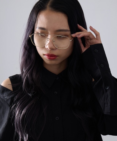 AIM】ダブルブリッジメタルフレーム クリアレンズ メガネ ssallai