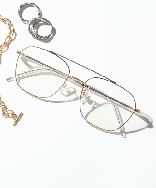 AIM】ダブルブリッジメタルフレーム クリアレンズ メガネ ssallai