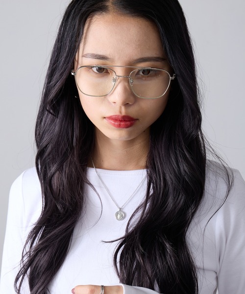 AIM】ダブルブリッジメタルフレーム クリアレンズ メガネ ssallai