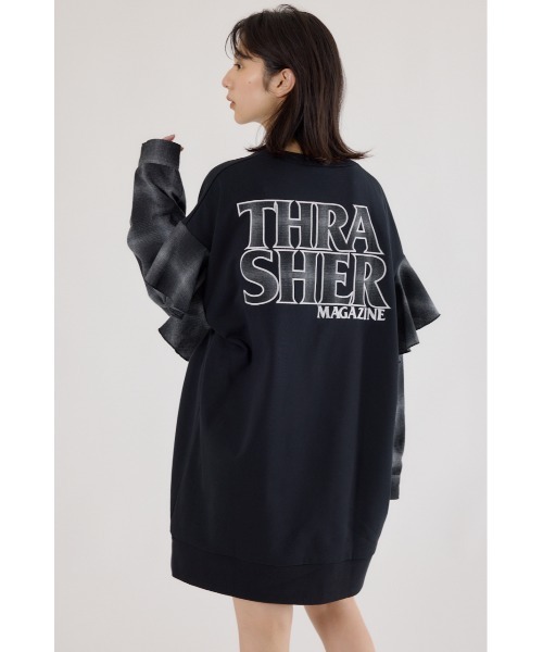 RODEO CROWNS WIDE BOWL(ロデオクラウンズワイドボウル)の「THRASHER リメイク スウェットワンピース(ワンピース・レディース・グレー×ホワイト/ブラック/イエロー・FREE)」の12枚目の写真