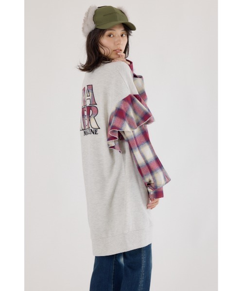 RODEO CROWNS WIDE BOWL(ロデオクラウンズワイドボウル)の「THRASHER リメイク スウェットワンピース(ワンピース・レディース・グレー×ホワイト/ブラック/イエロー・FREE)」の19枚目の写真
