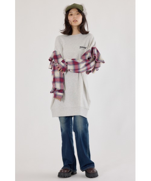 RODEO CROWNS WIDE BOWL(ロデオクラウンズワイドボウル)の「THRASHER リメイク スウェットワンピース(ワンピース・レディース・グレー×ホワイト/ブラック/イエロー・FREE)」の21枚目の写真