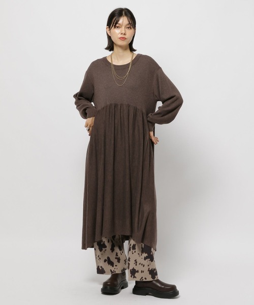 niko and...（ニコアンド）の「アソートレングスクルーネックワンピース（ワンピース・レディース・イエロー/チャコール/ブラウン/ライトグレー・MEDIUM/LONG）」の15枚目の写真
