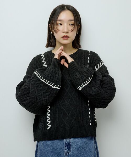 セール】・ELENCARE DUE ハンドステッチケーブルニット（ニット