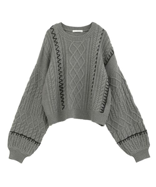 【美品】nknit ♡cable 2way NKNIT ケーブル ニット グレー nknit ♡cable 2way KNIT グレー