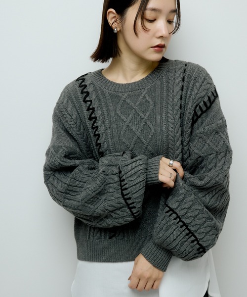 セール】・ELENCARE DUE ハンドステッチケーブルニット（ニット