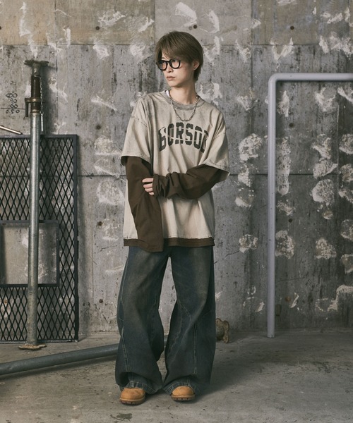 ILL'S(イルズ)の「汚れ加工フェイクレイヤードプリントロンT(Tシャツ/カットソー・メンズ・ブラック/アイボリー・L/M)」の6枚目の写真