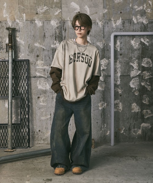 ILL'S(イルズ)の「汚れ加工フェイクレイヤードプリントロンT(Tシャツ/カットソー・メンズ・ブラック/アイボリー・L/M)」の7枚目の写真