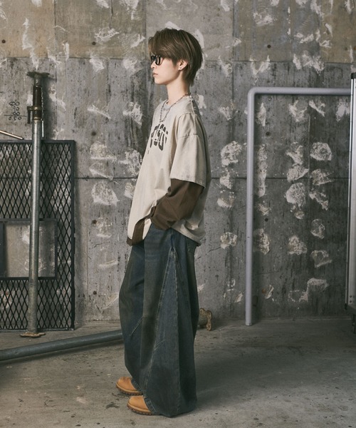 ILL'S(イルズ)の「汚れ加工フェイクレイヤードプリントロンT(Tシャツ/カットソー・メンズ・ブラック/アイボリー・L/M)」の8枚目の写真