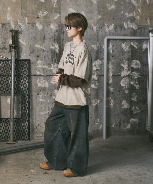 ILL'S(イルズ)の「汚れ加工フェイクレイヤードプリントロンT(Tシャツ/カットソー・メンズ・ブラック/アイボリー・L/M)」の9枚目の写真