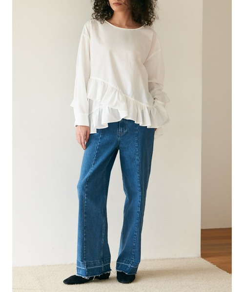 Brown&Street(ブラウンアンドストリート)の「ヘムフリルシャツトップス(シャツ/ブラウス・レディース・ホワイト/ブラック・FREE)」の13枚目の写真